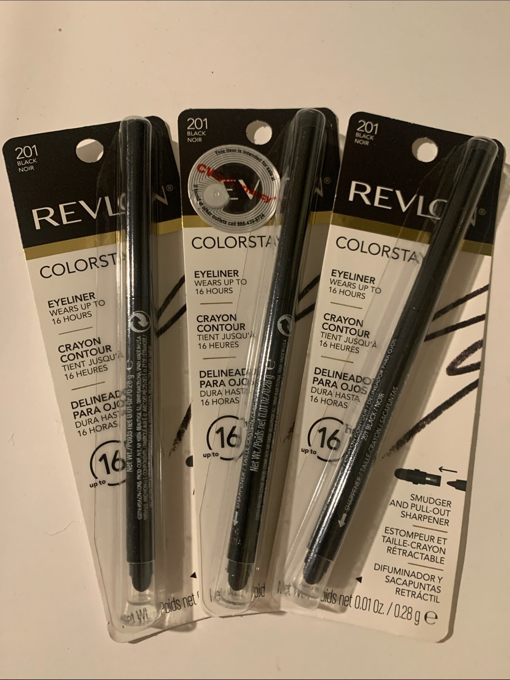 Revlon ColorStay 201 Black Eyeliner Crayon (3-Pack)